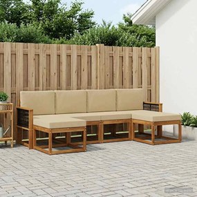 vidaXL Σειρά Καναπέ Εξωτερικού 6 pcs Φυσικό και Μπεζ Πολυεστέρας