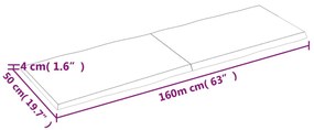 Επιφ Τραπεζιού Αν Καφέ 160x50x(2-4)εκ.Ακατέργ. Μασίφ Ξύλο Δρυός - Καφέ