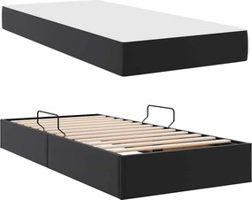 vidaXL Κρεβάτι με αποθηκευτικό χώρο και στρώμα 2 pcs Μαύρο Δέρμα