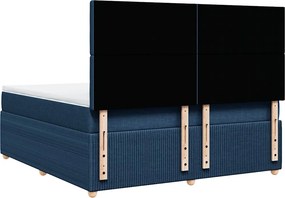 vidaXL Κρεβάτι Boxspring με Στρώμα Μπλε 180x200 εκ. Υφασμάτινο