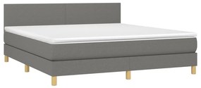 vidaXL Κρεβάτι Boxspring με Στρώμα &amp; LED Σκ.Γκρι 160x200 εκ Υφασμάτινο