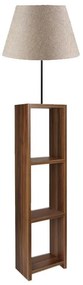 Megapap Φωτιστικό Δαπέδου Launo Υφασμάτινο Pvc/Mdf Μπεζ/Καρυδί 38x38x150εκ.