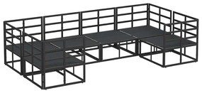vidaXL Σετ Καναπέ Κήπου με μαξιλάρι 6 pcs Μαύρο Αλουμίνιο