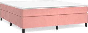 vidaXL Κρεβάτι Boxspring με Στρώμα Ροζ 160x200 εκ. Βελούδινο