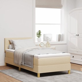 vidaXL Κρεβάτι Box Spring με Στρώμα & LED Κρεμ 100x200 cm Υφάσματος