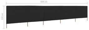 vidaXL Προστατευτικό Αέρα με 5 Πάνελ Μαύρο 600 x 120 εκ. Υφασμάτινο