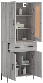 vidaXL Ντουλάπι Γκρι Sonoma 69,5 x 34 x 180 εκ. Επεξεργασμένο Ξύλο