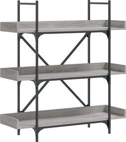 vidaXL Βιβλιοθήκη 3 Επιπέδων Γκρι Sonoma 100x33x108,5εκ. Επεξεργ. Ξύλο