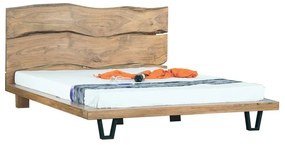 ROYAL Κρεβάτι Διπλό, για Στρώμα 160x200cm, Μέταλλο Βαφή Μαύρο, Ξύλο Ακακία Φυσικό