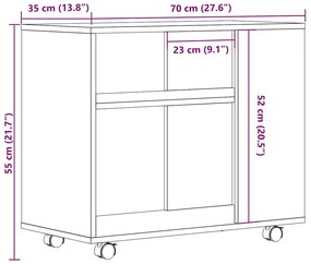 Τραπέζι Βοηθητικό Παλιό Ξύλο 70 x 35 x 55 εκ Επεξεργασμένο Ξύλο - Καφέ