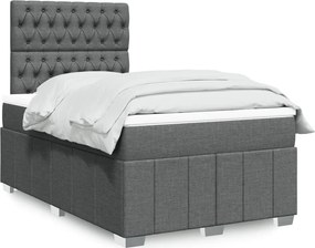 vidaXL Κρεβάτι Boxspring με Στρώμα Σκούρο Γκρι 120x190 εκ Υφασμάτινο