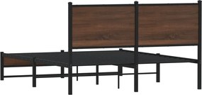 vidaXL Σκελετός Κρεβ. Χωρίς Στρώμα Καφέ Δρυς 150x200 εκ. Μεταλλικό