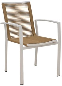 Intrahome Πολυθρόνα Jonian Intrahome στοιβαζόμενη λευκό αλουμίνιο-textilene σε φυσική απόχρωση 57x63x83εκ | SKU: INTRAPA-390111128