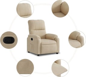vidaXL Πολυθρόνα Ανακλινόμενη Κρεμ Ύφασμα Μικροϊνών