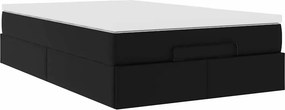 vidaXL Οθωμανικό κρεβάτι με στρώμα Μαύρο 120x190 cm Faux Leather