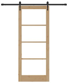vidaXL Συρόμενη Πόρτα με Σετ Εξαρτημάτων 86x211 cm Μασίφ Ξύλο Πεύκου