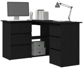 vidaXL Γωνιακό Γραφείο Μαύρης Βελανιδιάς , 145x100x76 εκ, Φτιαγμένο από Επεξεργασμένο Ξύλο