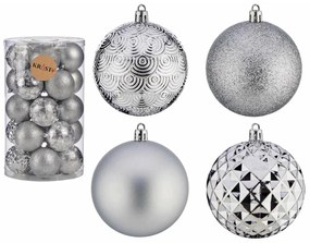 Σετ Χριστουγεννιάτικες Μπάλες Krist+ Ασημί PVC Ø 8 cm (4 Μονάδες)