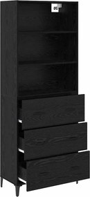 vidaXL Highboard Μαύρη Οξυά 69,5 x 34 x 180 εκ. Επεξεργασμένο Ξύλο