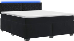 vidaXL Κρεβάτι Box Spring με Στρώμα και LED Μαύρο 140 x 190 cm Βελούδο