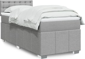 vidaXL Κρεβάτι Boxspring με Στρώμα Ανοιχτό Γκρι 90x190 εκ. Υφασμάτινο