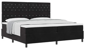 vidaXL Κρεβάτι με ελατήρια με στρώμα Μαύρο 200 x 200 cm Βελούδο