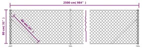 vidaXL Συρματόπλεγμα Περίφραξης Πράσινο 0,8 x 25 μ. με Βάσεις Φλάντζα