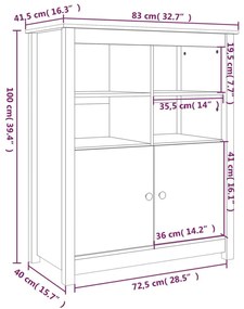 Συρταριέρα 83 x 41,5 x 100 εκ. από Μασίφ Ξύλο Πεύκου - Καφέ