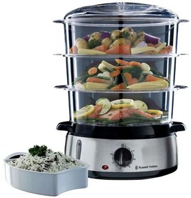 Ατμομάγειρας 3 Επιπέδων Cook 20914036002 9lt 800W Silver-Black Russell Hobbs Stainless Steel