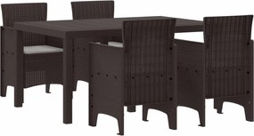 vidaXL Σέτ φαγητού για κήπο 5 pcs Καφέ Rattan Polt