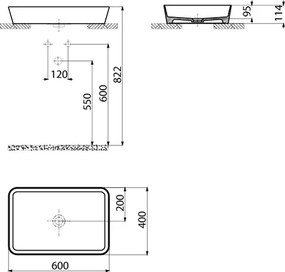 Creavit Loop LP060 60x40 Ultra-Thin - Επιτραπέζιος Νιπτήρας