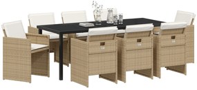 vidaXL Σετ 9 Τεμαχίων Σίτισης Κήπου με Μαξιλάρια Μπεζ Πολυ Ρατάν
