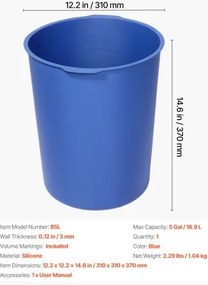 VEVOR 18.9L Reusable Silicone Bucket Liner for Concrete Mortar Paint Mix