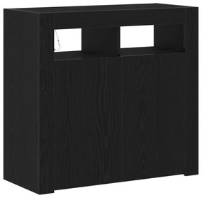 vidaXL Κονσόλα με LED Φώτα Μαύρο Δρυς 80x35x75 εκ από Ξύλο