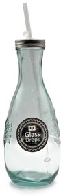 Μπουκάλι Glass Drops Authentic Est.1896 (5928) Mε καλαμάκι, Aπό 100% ανακυκλωμένο γυαλί, Xωρητικότητας 600ml, Διαστάσεων Ø 9 x Υ 27 cm