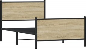vidaXL Σκελετός Κρεβ. Χωρίς Στρώμα Sonoma Δρυς 100x200 εκ. Μεταλλικό
