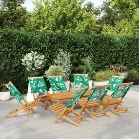 Καρέκλες Κήπου Πτυσσόμενες 8 Τεμ. Πράσινο Ύφασμα/Μασίφ Ξύλο - Πράσινο