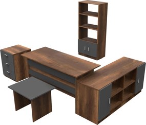 Σετ Επίπλων Γραφείου Καρυδί / Ανθρακί SADIS 140x60x73.8