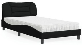 Κρεβάτι με Στρώμα Μαύρο 100 x 200 εκ. Υφασμάτινο - Μαύρο