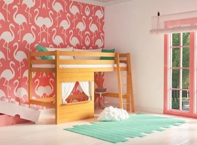 Παιδικό κρεβάτι υπερυψωμένο Country σε φυσικό χρώμα