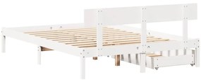 vidaXL Σκελετός Κρεβ. Χωρίς Στρώμα Λευκό 135x190 εκ Μασίφ Πεύκο