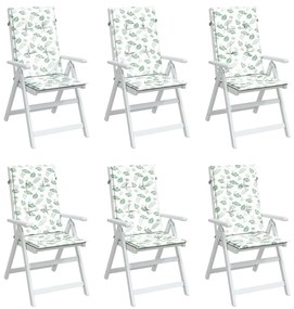 Μαξιλάρια Καρέκλας με Ψηλή Πλάτη 6 τεμ Σχέδιο Φύλλων Υφασμάτινα 120 x 50 x 3 εκ. - Πράσινο