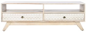 Τηλεόραση DKD Home Decor Λευκό Φυσικό Ξύλο από Μάνγκο 130 x 40 x 45 cm