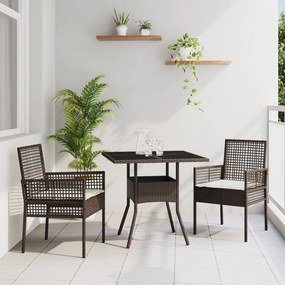 vidaXL Σετ Τραπεζαρίας Κήπου 3 Τεμαχίων Καφέ Πολυ Ρατάν