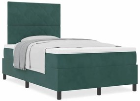 vidaXL Κρεβάτι με ελατήρια Σκούρο πράσινο 120 x 200 cm Βελούδο