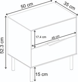 Κομοδίνο Marquise Megapap χρώμα sandstone 50x35x52,3εκ.