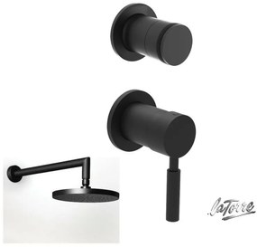 La Torre NEW TECH Black matt 12051SP-400 34374-400 Μίκτης εντ+εκτροπέας περ/κός 2 εξ+Αν/ενη Κεφαλή Round Ø30εκ+Μπράτσο Τοίχου