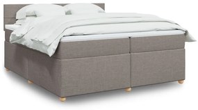 Κρεβάτι Boxspring με Στρώμα Taupe 200x200 εκ. Υφασμάτινο