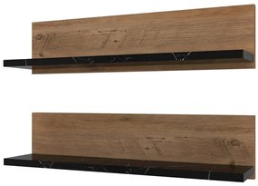 Ράφια Τοίχου Shelf (Σετ 2Τμχ) 854KLN4404 60x13x15cm Marble Effect Black-Pine