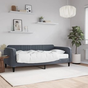 Κρεβάτι ημέρας με στρώμα σκούρο γκρι 90x190 cm Βελούδο 3197053